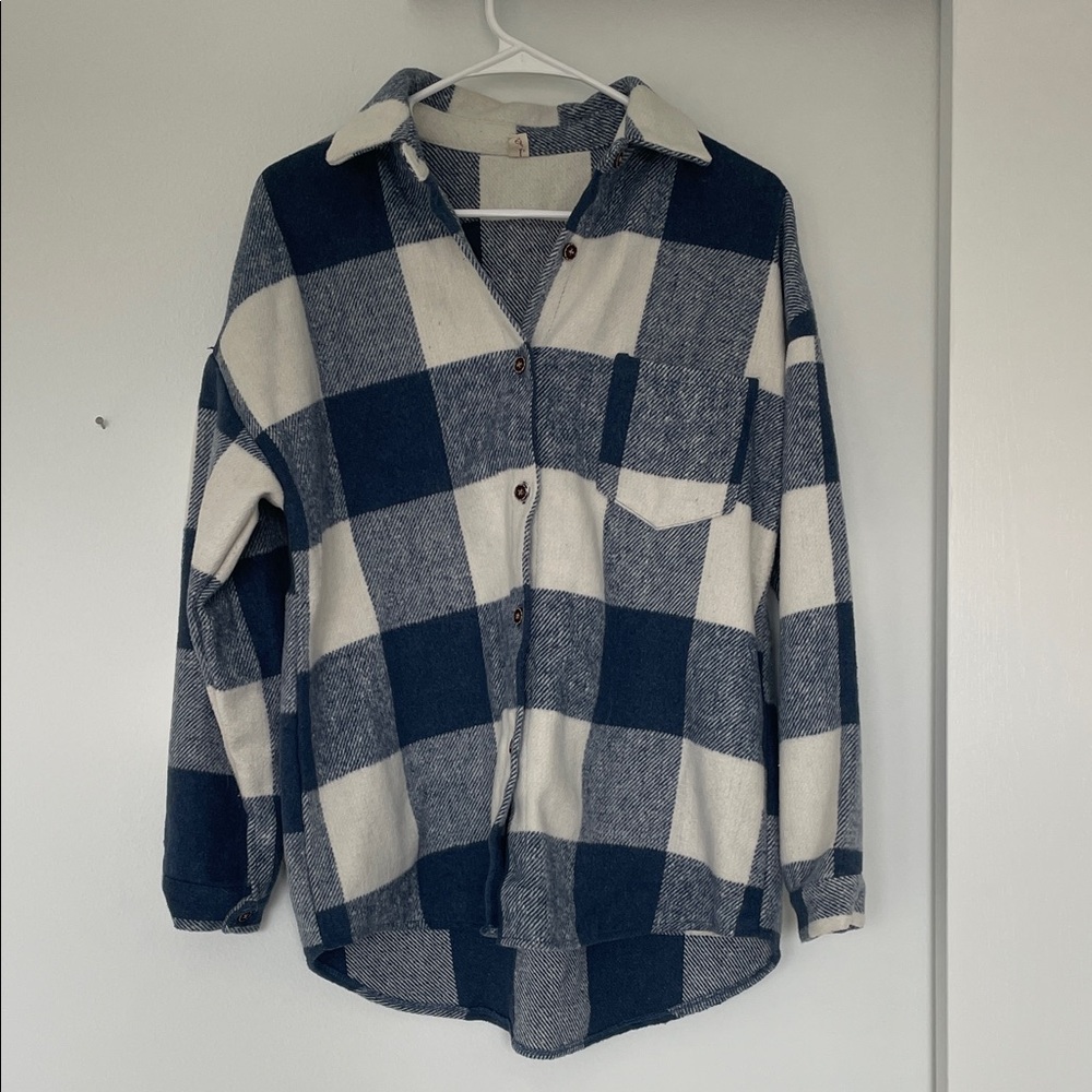 Blue and White Checkered Shacket